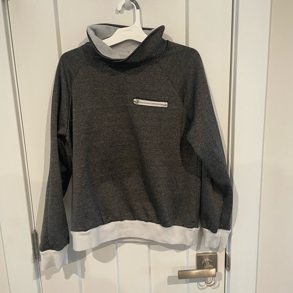 Gray and White Pullover Sweatshirt